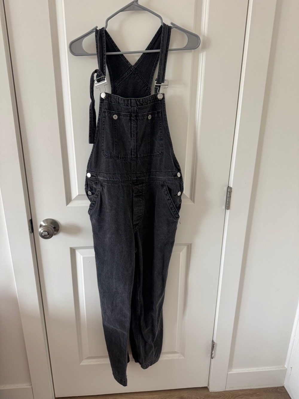 Free People Black Denim Overalls